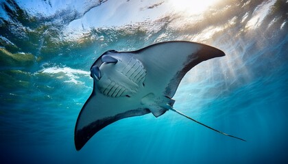 ocean s grace a captivating close up of a stingray gliding through the water revealing its smooth skin and graceful form