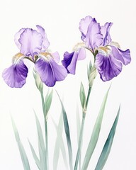 Two delicate purple irises, light and airy