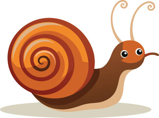 Cute cartoon snail with a swirly orange shell
