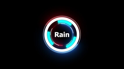 Futuristic circular interface with word Rain technology