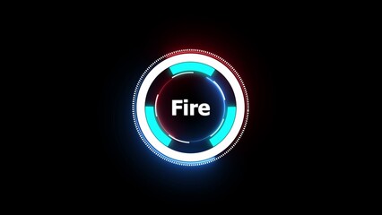 Futuristic circular interface with glowing blue and red accents