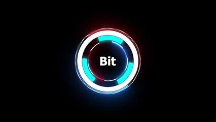 Futuristic Neon Circle With Bit Text technology digital