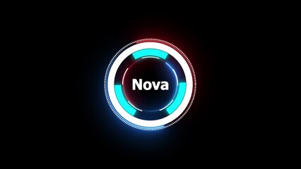 Futuristic Nova Logo with Blue and Red Neon Glow technology