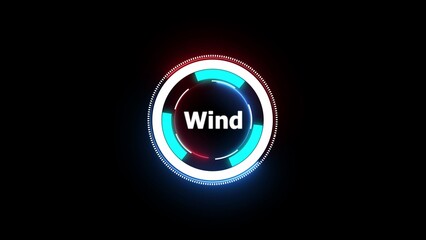 Glowing Circular H U D Element with White Text Wind