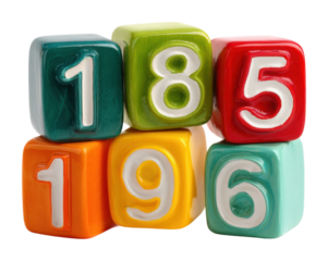 Colorful number blocks for learning playroom educational toy bright environment view isolated on transparent background