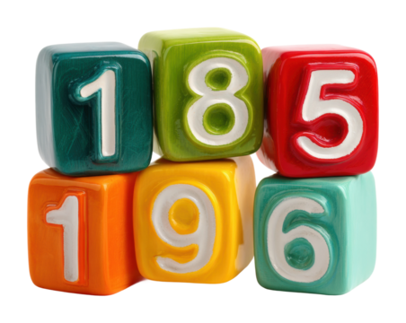 Colorful number blocks for learning playroom educational toy bright environment view isolated on transparent background