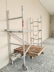 Mobile scaffolding, Portable move able scaffolding.
Scaffolding Erected for Construction Building.
Safety mobile Scaffolding Protection 