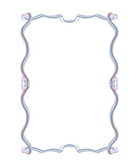Romantic Pastel 3D Frame Clipart. Glossy Coquette Border with Heart-Like Embellishments and Iridescent Shine. Elegant Feminine Style for Wedding Invites, Journaling, or Printable Stationery.