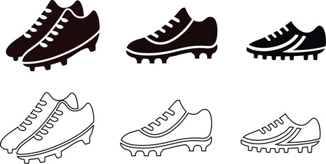 soccer player footwear icons showcasing shoes, sport, boots
