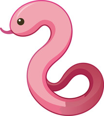 Fototapeta premium Adorable Pink Cartoon Snake Illustration, Perfect for Children's Books, Websites, and Educational Materials