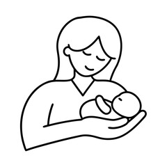 Midwife Holding Baby Vector Illustration
