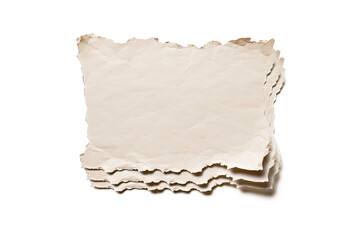 Stack of Torn Vintage Brown Paper Sheets with Crumpled Texture