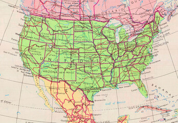 USA close up on world map