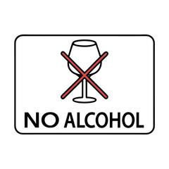 No Alcohol Sign Wine Glass with a Red Cross Mark Vector Illustration