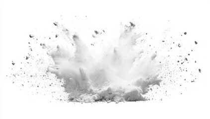 White powder explosion on white background