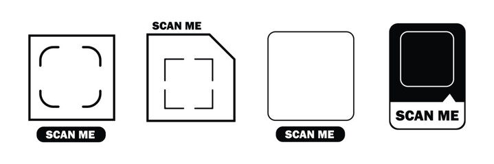 QR code set. Scan Me. Scan qr code icon. Template of frames for QR code with text - scan me. Vector illustration.