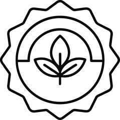 Eco label certification icon line art isolated on transparent background