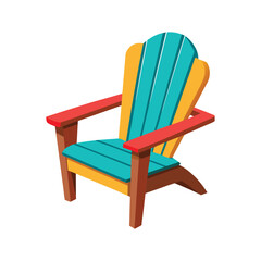 Vector Illustration of Adirondack Chair Wooden Furniture Isolated on White Background
