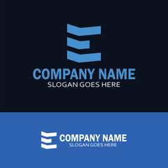 E Letter Construction Logo with Building Icon