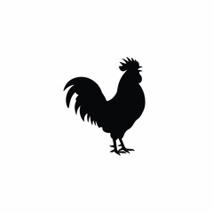 Fototapeta premium Silhouette of a rooster, profile view, simple design, black and white.