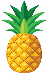 Single Ripe Pineapple Fruit Illustration