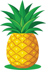 Single Ripe Pineapple Fruit Illustration