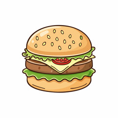 drawn burger icon in doodle style. Mark point icon design collection for food design element