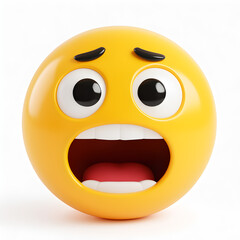3D Cartoon Shocked Emoji Face – Surprised Expression on White Background