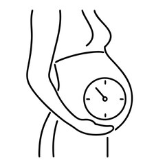 Third Trimester Pregnancy Full Belly with Clock Symbol Representing Time