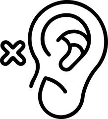 deafness vector icon on white or transparent background. Disability Stroke icon collections. Editable Stroke icon collection Outline icon.
