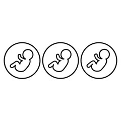 Triplets Pregnancy Three Small Baby Icons Representing Multiple Birth and Family