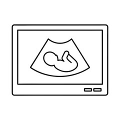 Rectangular Ultrasound Scan Screen Outline Vector Design with Medical Imaging Concept