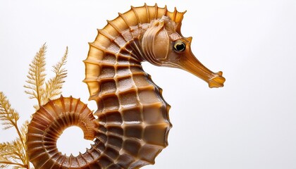 elegant seahorse a single majestic seahorse gracefully poised its intricate body details accentuated against the white canvas