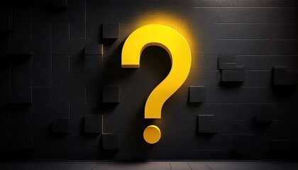 yellow question mark at black wall background faq concept