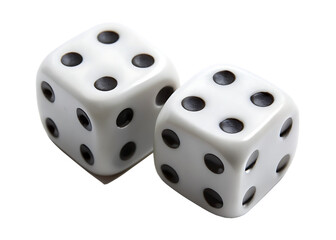  two white dice showing six and five on a clean isolated on white background PNG, AI GENERATED