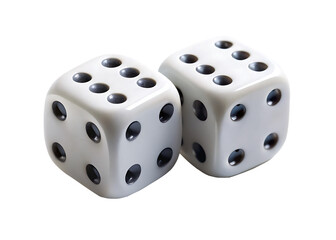  two white dice showing six and five on a clean isolated on white background PNG, AI GENERATED