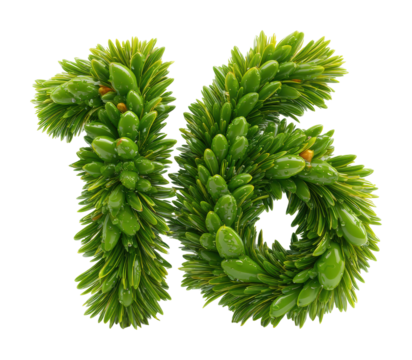 Creative green number 16 made from plants nature scene fresh environment isolated on transparent background