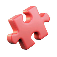 Obraz premium 3D rendered red puzzle piece on a white isolated background