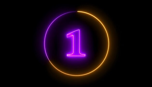 Neon circle timer with the number one