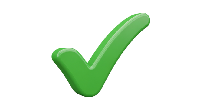 Green check mark graphic isolated PNG with Transparent Background