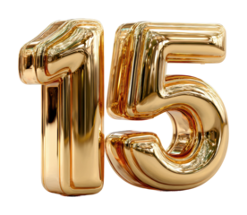 Celebrating milestone 15 festive event home digital bright atmosphere joyful theme isolated on transparent background