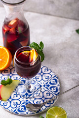Traditional Spanish sangria from red wine