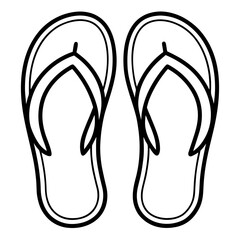 A simple black and white line drawing of a pair of flip flops