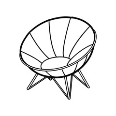 Vector Outline Clip Art of Papasan Chair Isolated on White Background
