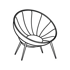 Vector Outline Clip Art of Papasan Chair Isolated on White Background
