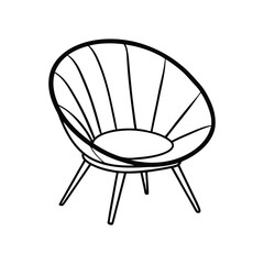 Vector Outline Clip Art of Papasan Chair Isolated on White Background
