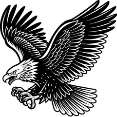 Majestic eagle in flight with extended wings and fierce gaze