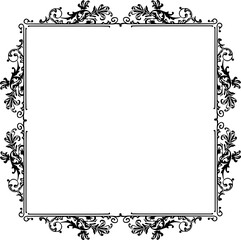 Vintage Ornamental  Frame – Elegant Black Border, PNG, 300 DPI
