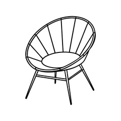 Vector Outline Clip Art of Papasan Chair Isolated on White Background
