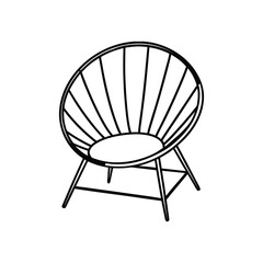 Vector Outline Clip Art of Papasan Chair Isolated on White Background
